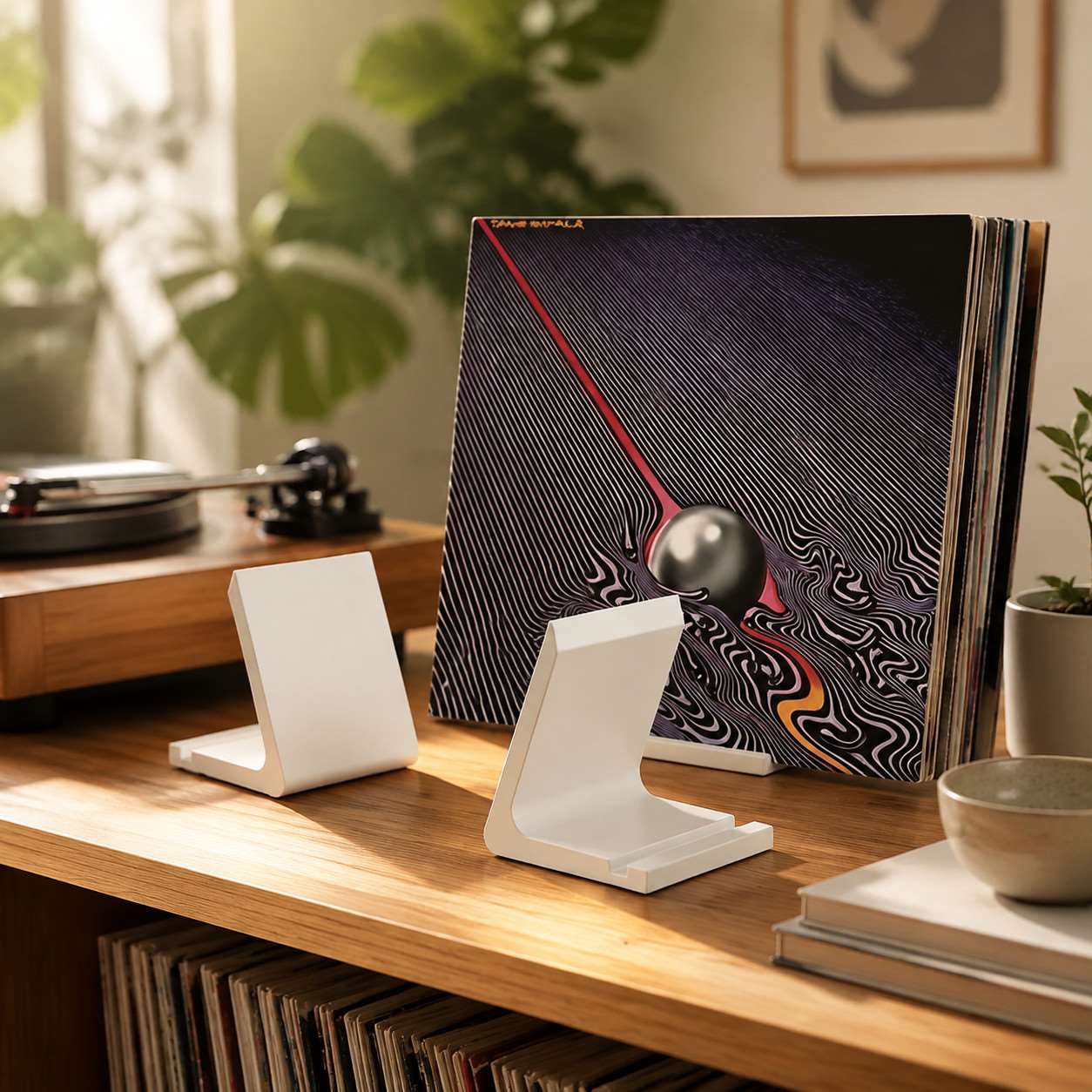 Vinyl Record Stand Desk Display Rack Vertical Storage Holder for LP Albums Music Studio Home Decor Tabletop