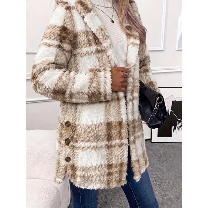 VVZ 2026 Women's Fall Winter Fuzzy Knit Hooded Cardigan, Oversized Button Front Long Sleeve Coat, Warm Casual Knitwear Outerwear for Daily Wear & School Activities