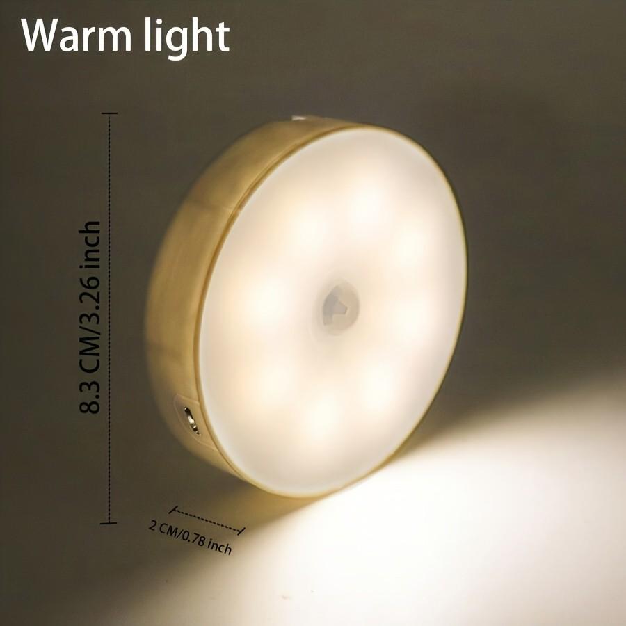 Small sensor LED light for student dormitories, (white light/warm light) wireless installation, USB rechargeable light, human body sensor automatic switch (night mode), LED light source, suitable for beds, corridors, kitchens, living rooms, bedrooms,