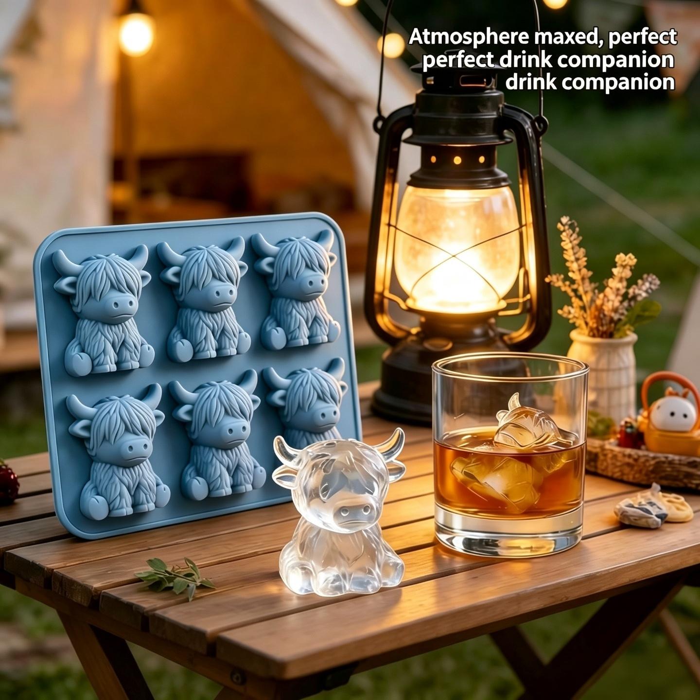 Highland Cow Model Quick Freeze Silicone Ice Tray, Durable Plastic Mold, Perfect Ice Cubes for Juice, Home Bar Accessories