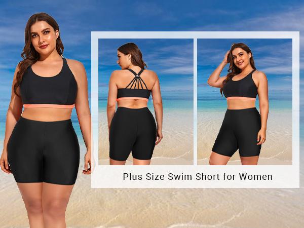 Holipick High Waisted Swim Shorts Biker Short Women Tummy Control Long Bathing Suit Bottoms Boy Shorts Swimsuit