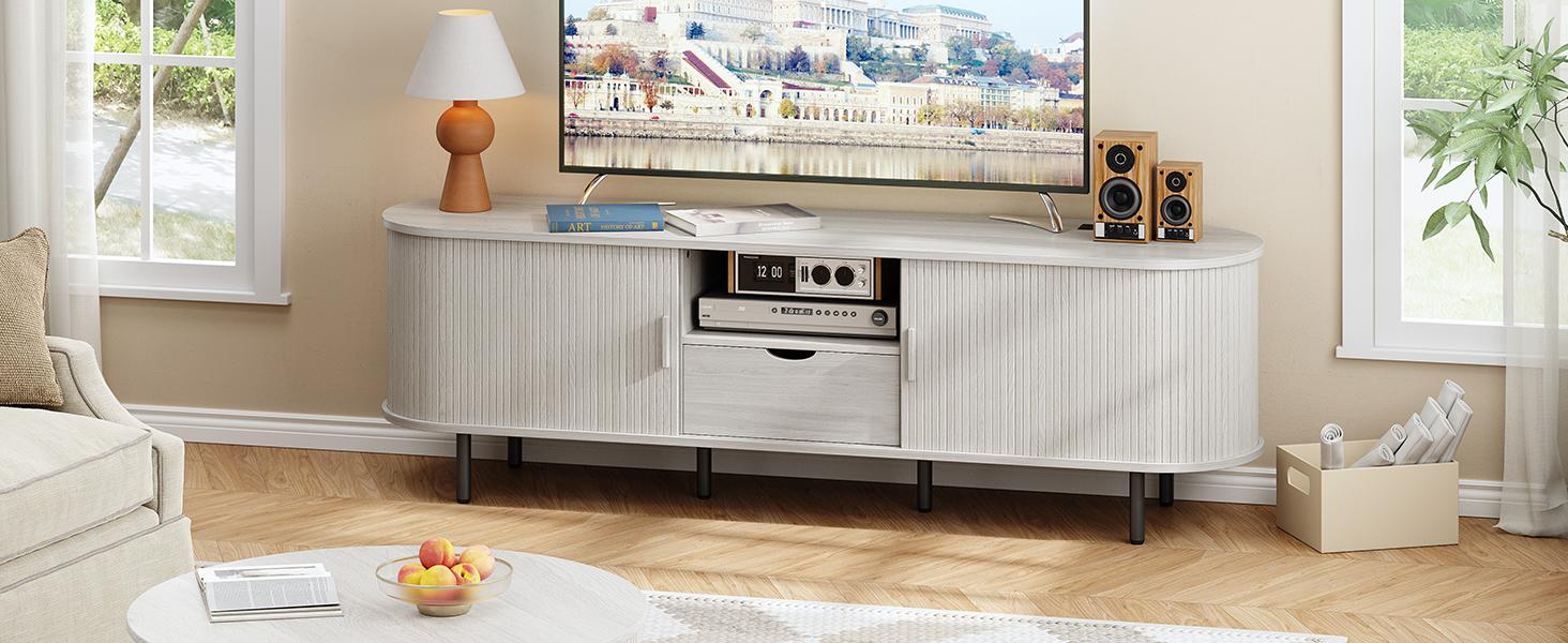 【SPOTLIGHT DAY】ONBRILL Tv Stand With Storage And Shelves Designed To Fit 55’’ - 80’’ Tvs. Wood Entertainment Center For Living Room And Bedroom, Media Console And Modern Tv Console Table