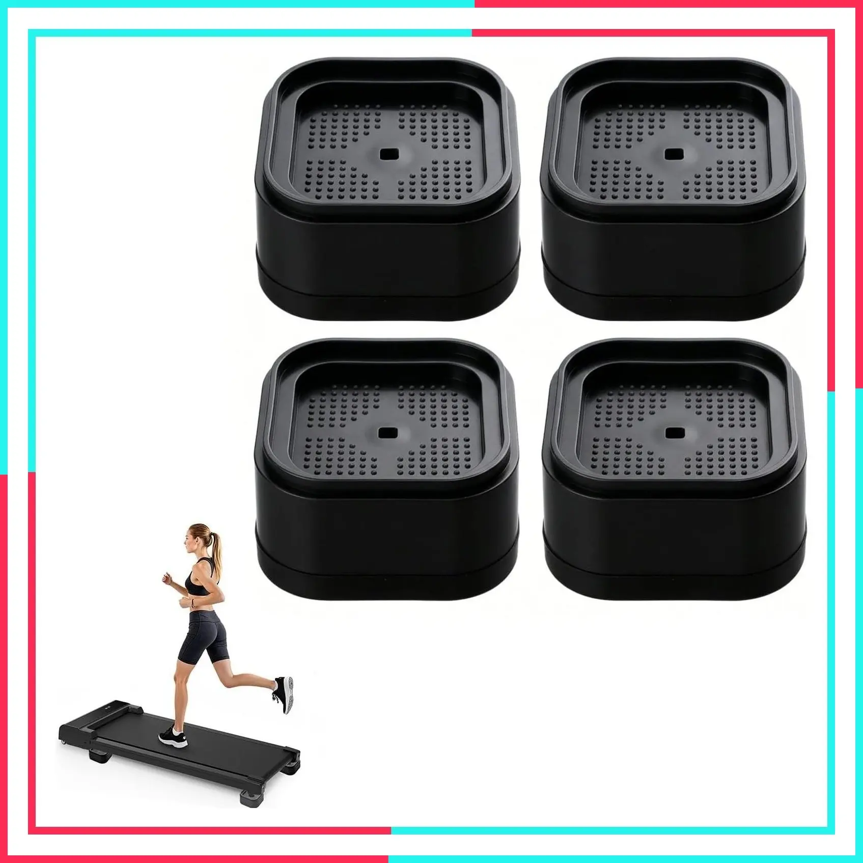 4 Pack Treadmill Incline Riser Blocks, Stackable Adjustable Height Pads, Non-Slip Support for Leveling & Uphill Workout Home Gym