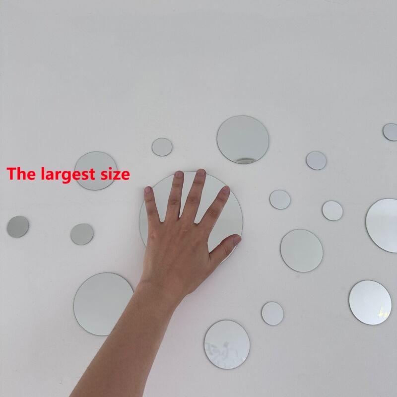1COUNT Round Acrylic Mirror Wall Stickers, 3D Self-Adhesive DIY Round Mirror Wall Decals, Modern Minimalist Nordic Style Shatterproof Wall Art Decor for Living Room Bedroom, Make Room Look Bigger, Easy Install