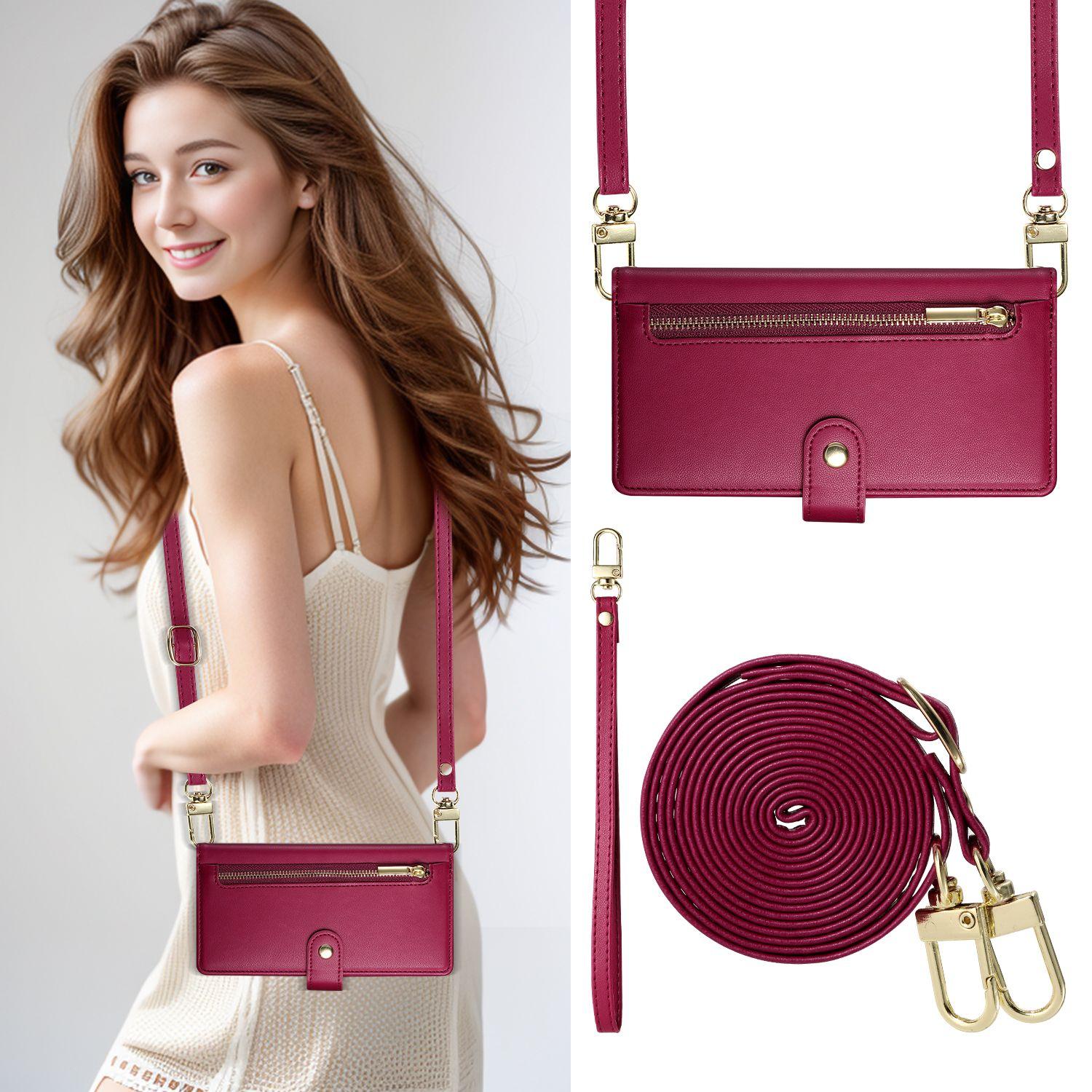 Zipper Wallet Phone Case with Crossbody Strap, Compatible with All Android/iOS, Luxury Commuter Design for Women, Single Pack