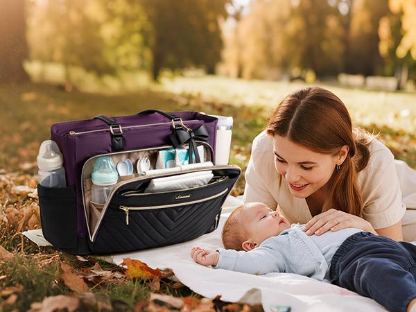 LOVEVOOK 15.6 Inch Laptop Tote Bag for Women, Teacher Work Tote Bag with Large Cup Holder, Quilted Nurse Diaper Bag with Multi-Pockets for Travel, Computer Women's handbags for Teacher gift,Large capacity & Padded Laptop Compartment,TikTokShopStockUp