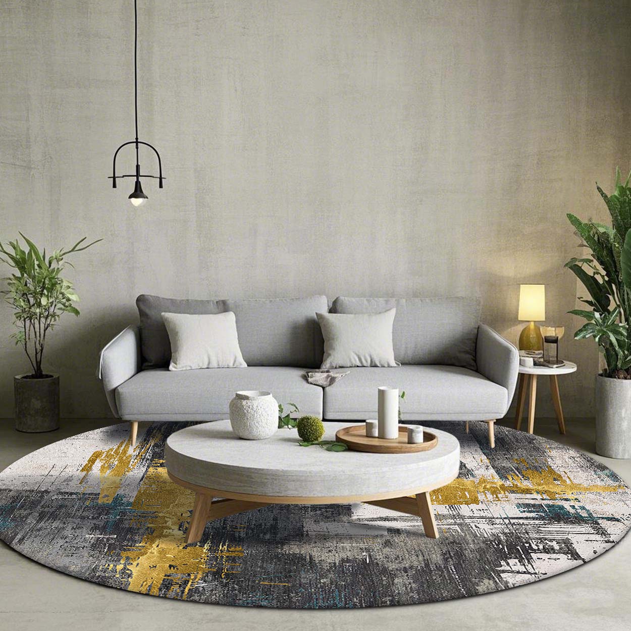 Abstract Pattern Round Rug, Modern Abstract Rug, Non-slip Soft Floor Mat, Decorative Carpet for Home Living Room Bedroom Hotel Coffee Shop