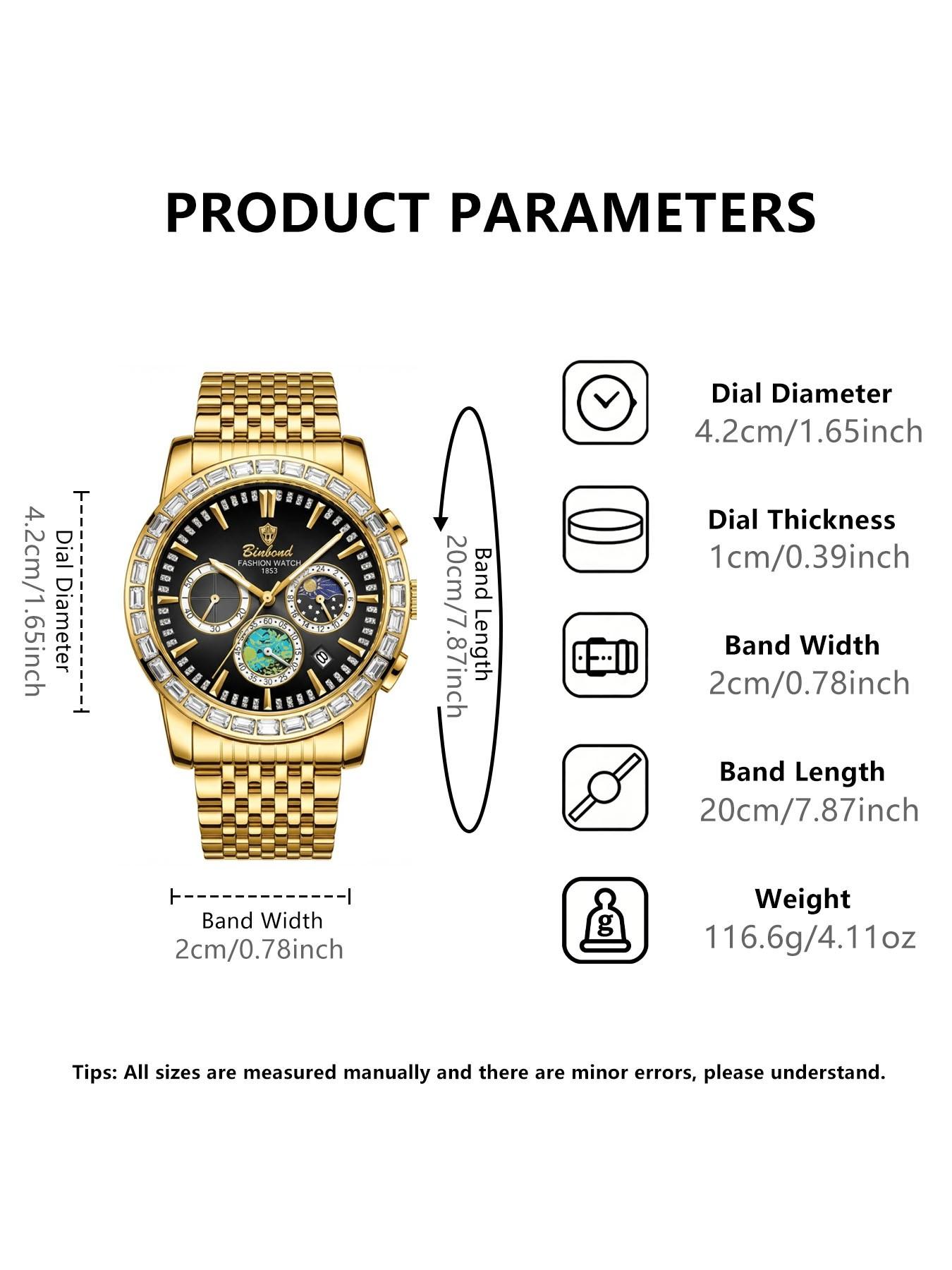 High-End Business Multifunctional Automatic Diamond-Studded Men's Quartz Watch, Elegant Style, Premium Timepiece