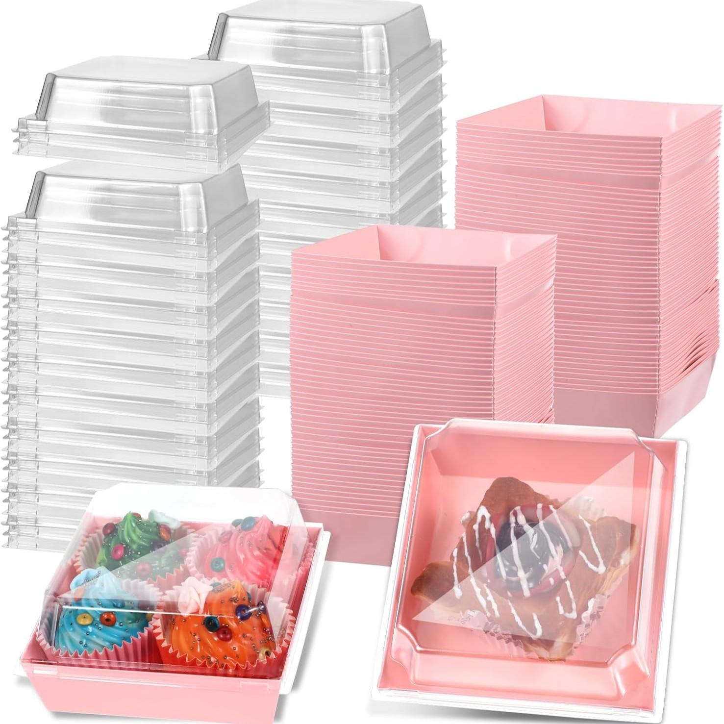 20/50pcs Macaron Sandwich Packaging Box, Meat Paste Dessert Roll Cake Box, Disposable Takeaway Sweet Food Box, Baking Cake Box, Transparent