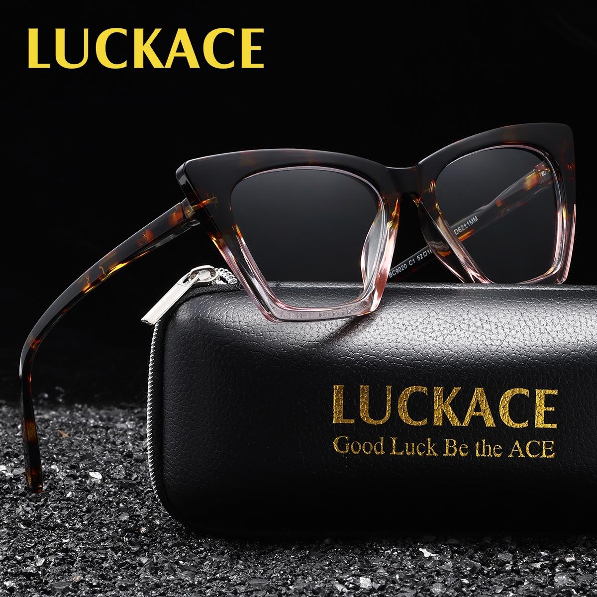 Luckace Men's Cat Eye Fashion Bifocal Glasses, Dual Color PC Lenses, Ultra-Thin Comfortable Nose Pads, Ideal Gift with Brand Packaging