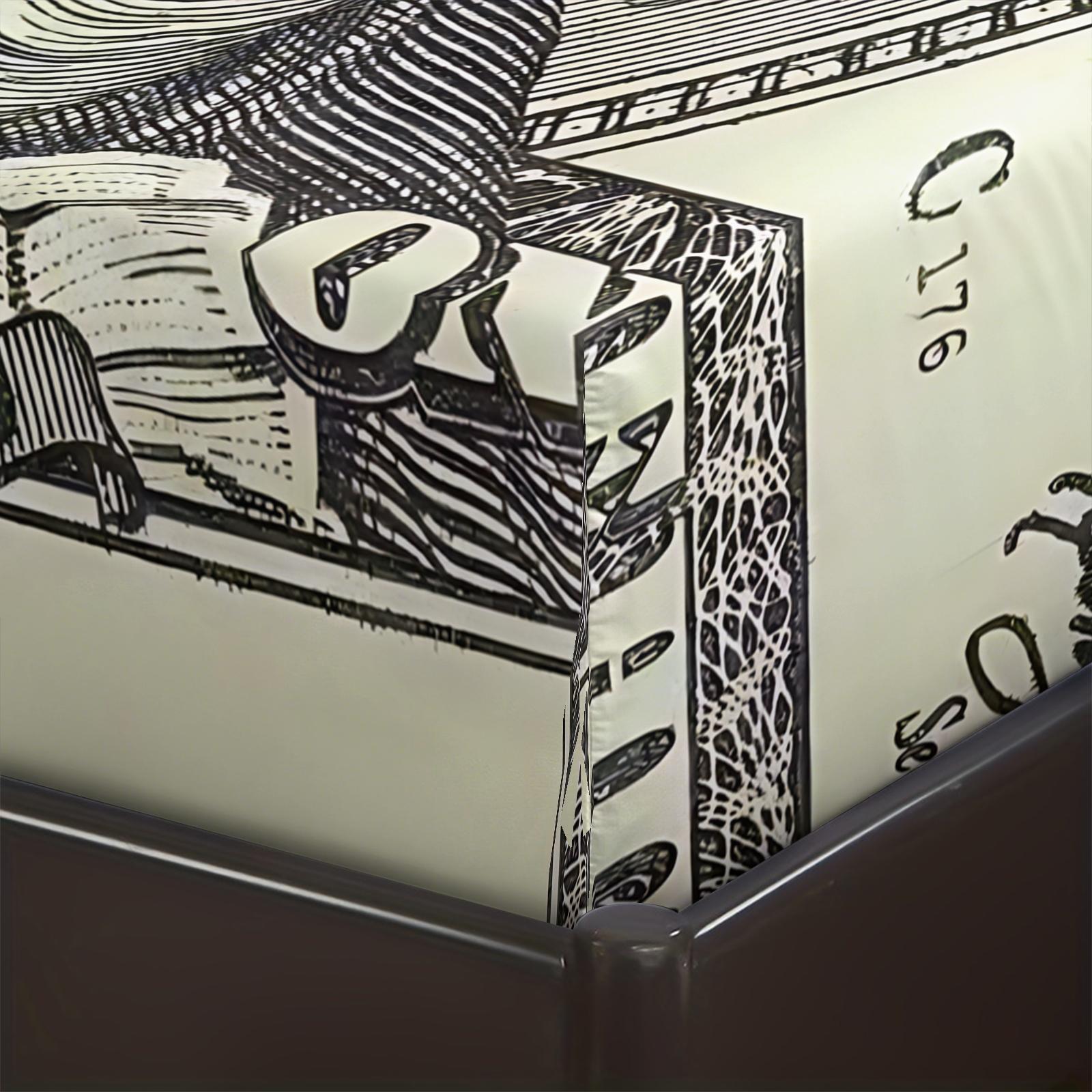 3-Piece Money Patterned Fitted Sheet Set,100 US dollars, Cash, USD Printed Bedding Set, Bed Sheets Set ,Suitable for Those Who Love Money for Bedroom Decoration. The Material Is Soft, Breathable, and Comfortable, Including 1 Fitted Sheet and 2 Pillowcases