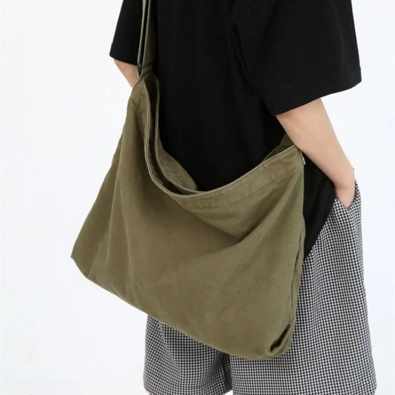 Unisex Retro Canvas Satchel - Large Capacity Multi-Use Carry Tote & Pack with Retro Vibe for School/Commute