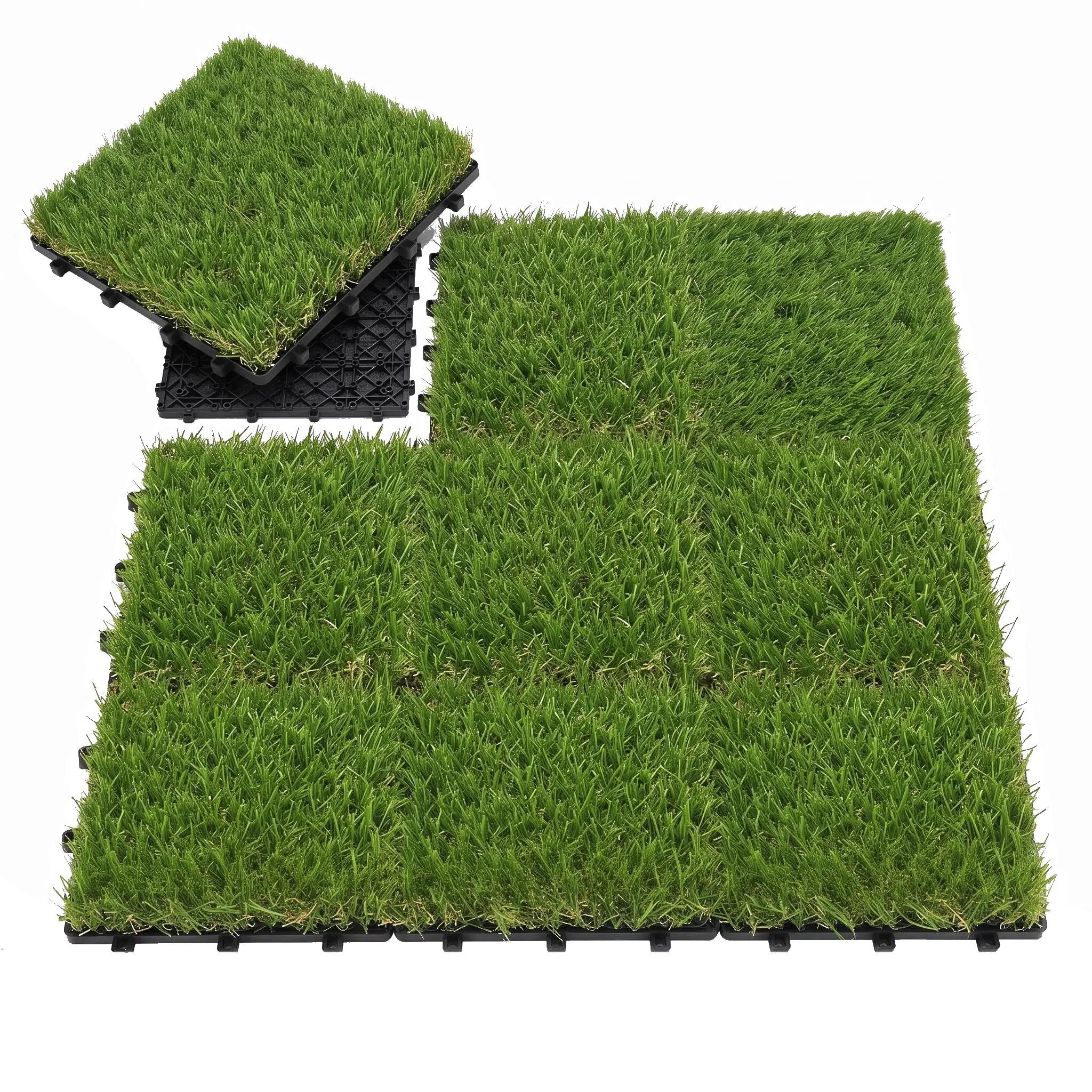 12x12 Interlocking Artificial Grass Tiles - Realistic Fake PE Turf Fake Grass, Tool-Free Install for Patio & Dog Potty Area Home Decor Supplies
