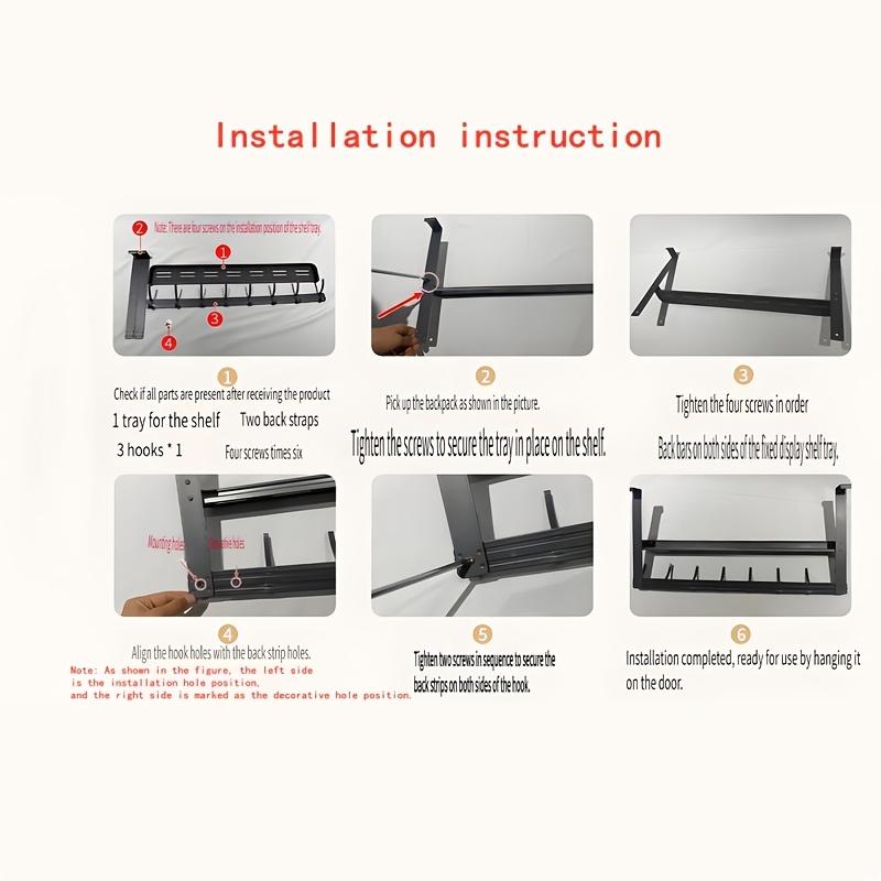 1 multifunctional over-the-door hook with storage rack - carbon steel material, wall-mounted storage rack for bedroom and bathroom