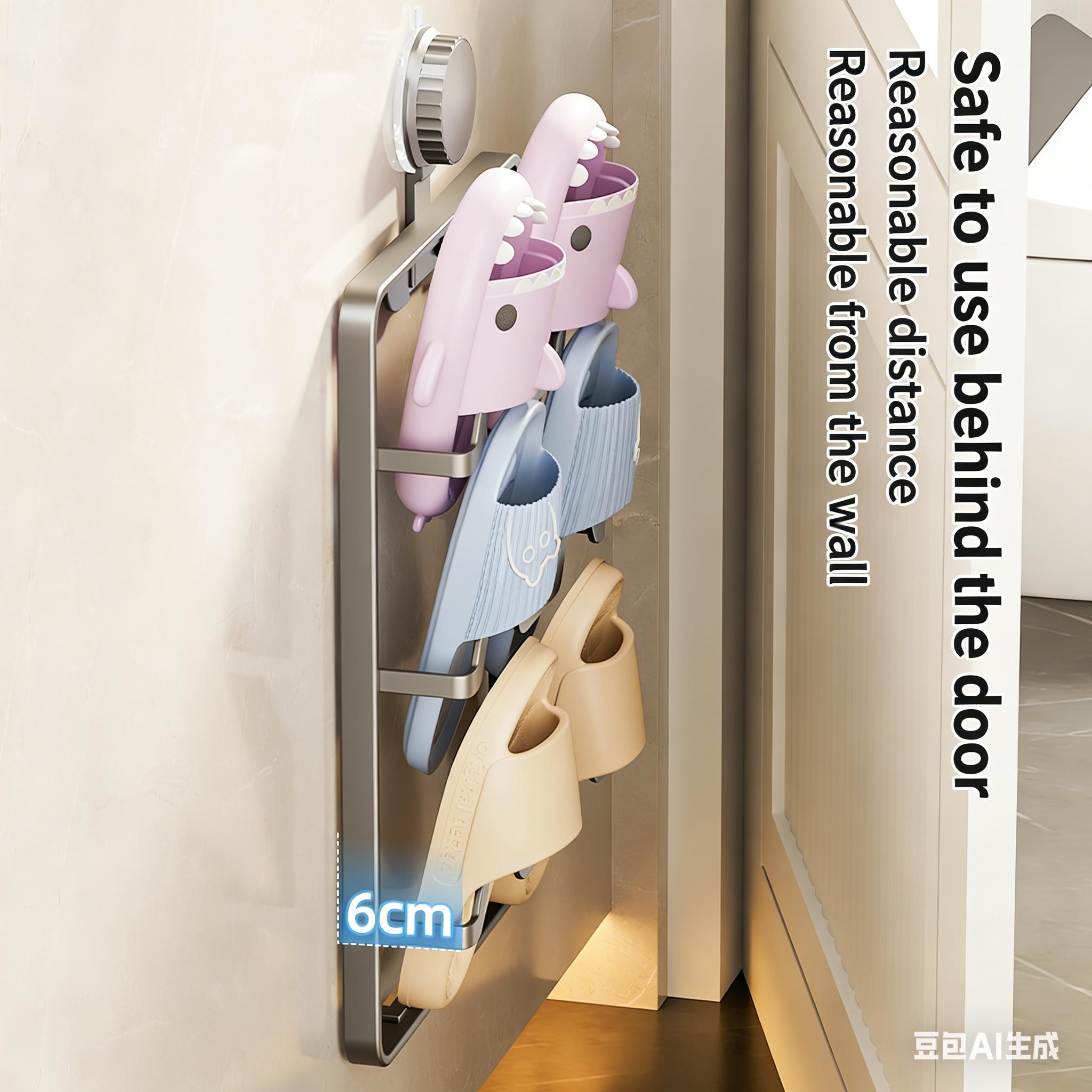 1 suction cup slipper rack, punch-free multi-layer slipper storage rack for bathrooms and toilets, wall-mounted draining rack for toilets, suitable for storing slippers and shoes in bathrooms and living rooms