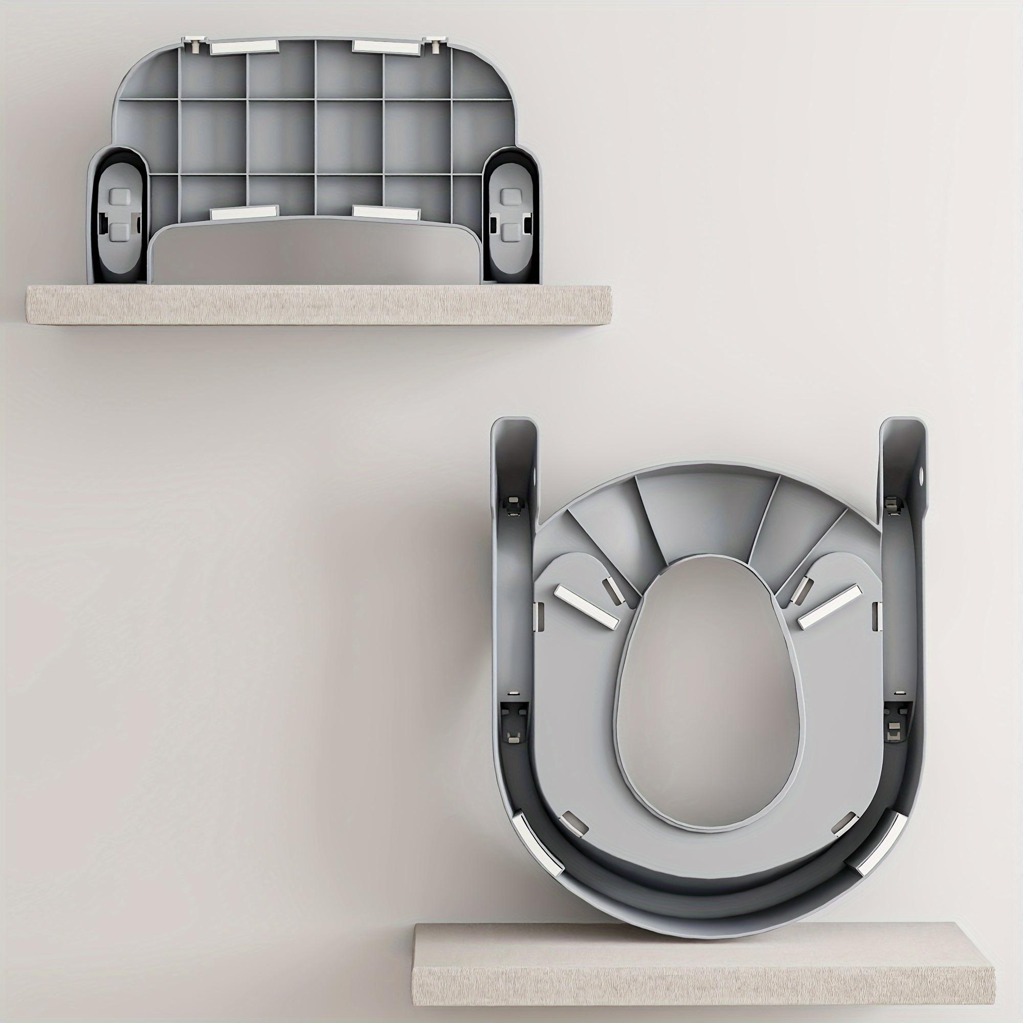 Portable children's toilet training toilet seat set (including step stool) - adjustable folding potty with safety belt, lightweight plastic material, suitable for home, staircase and travel scenes, needs to be assembled (gray model)