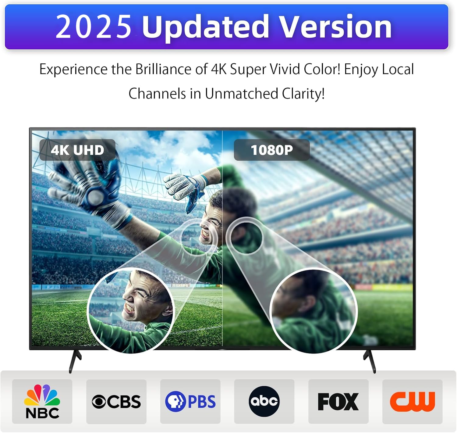 Digital TV Antenna for Smart TV Indoor,2026 TV Antenna with 3M Stick Base, 360°&Long Range Reception 4K HDTV Antenna for Local Channels, Easy Installation Antennas for 1080P TVs Without Cable antenna  fortv