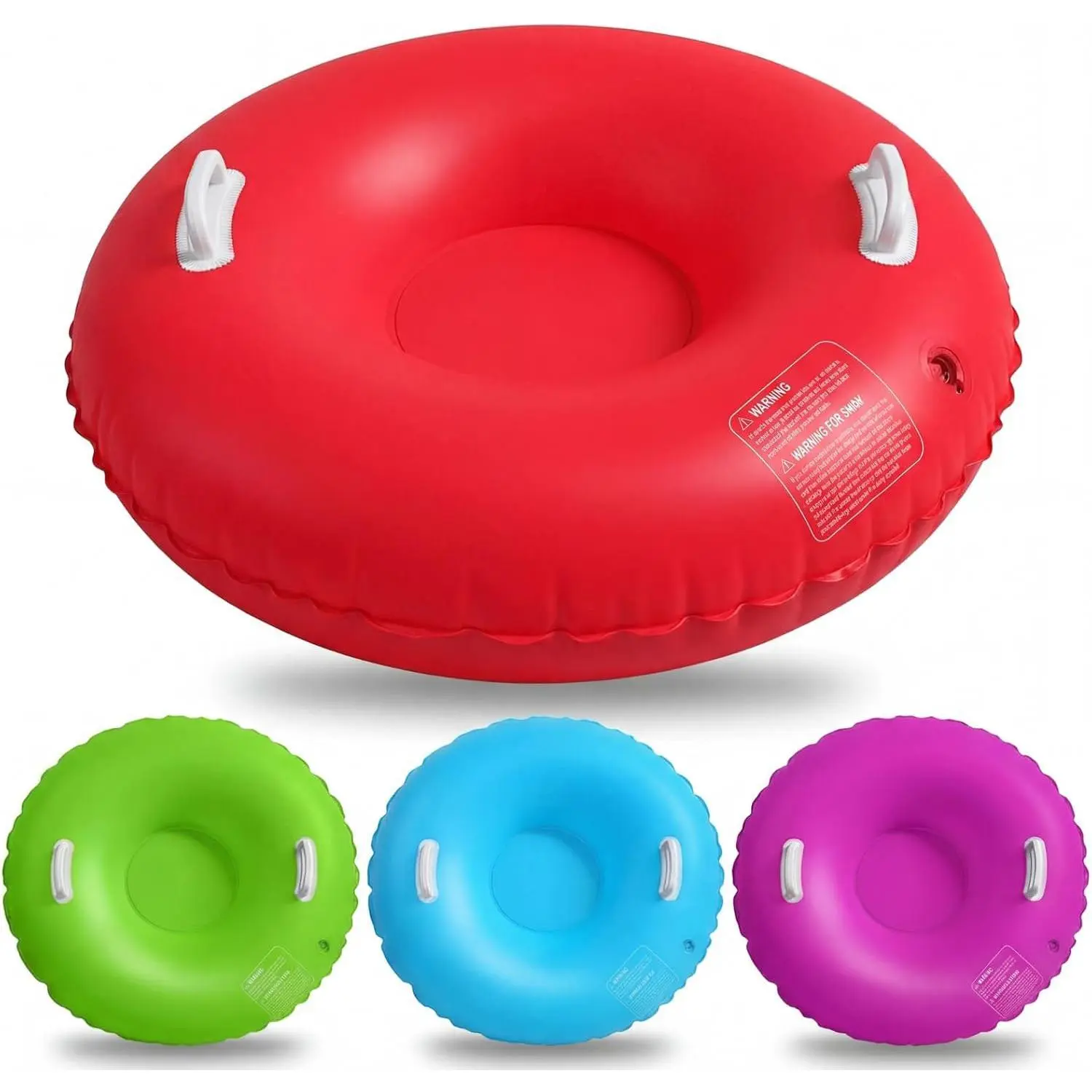 Shappy 4 Pack 36'' 40'' 47'' Snow Tube Inflatable Snow Sleds Heavy Duty Sleds Adults for Winter Outdoor Sports Toboggan with Handles Thickened Bottom