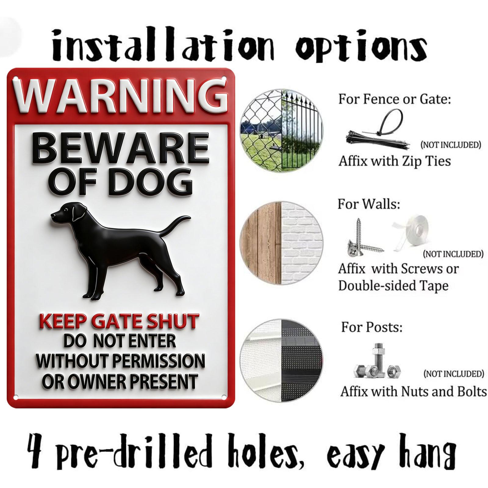 8x12 Embossed Aluminium Animal Figures Home Sign, Sturdy Weatherproof Heavy-Duty Rectangle Beware Of Dog Plaque, Bold Text Hangable Wall-Mount for Backyard Gates Outdoor Home Safety Supplies, Animal Figures Home Signs