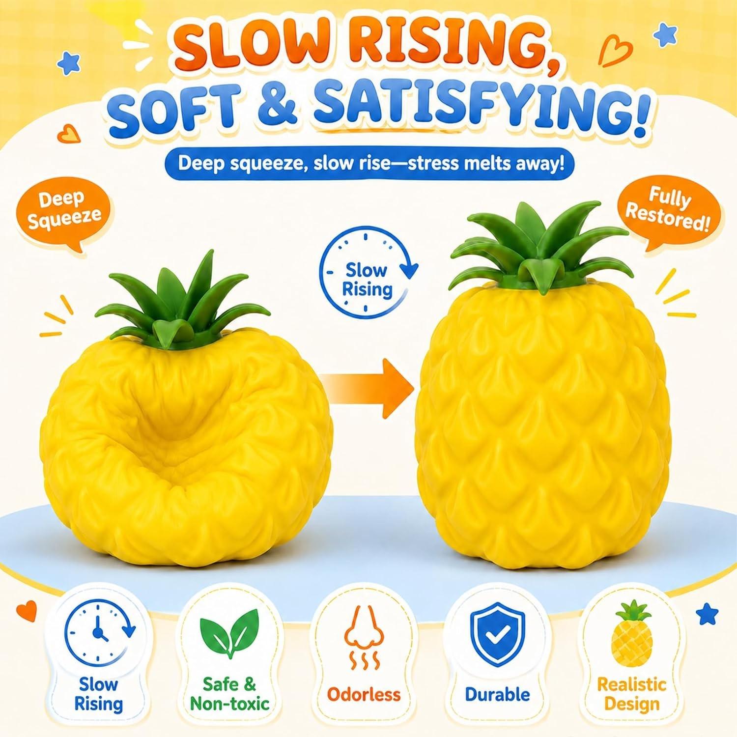 Cute Realistic Pineapple Squeeze Toy, Sensory Stress Relief Toy for Kids and Adults, Desk Decoration, Party Gift, Anxiety Relief, Soft Squishies