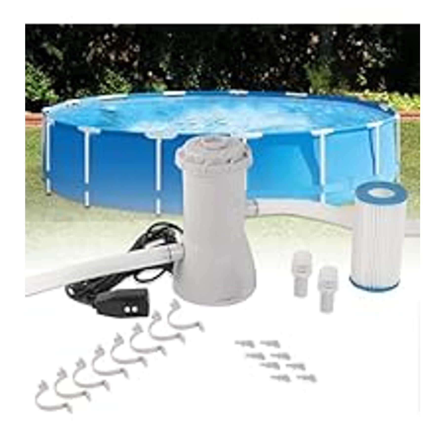 1000 GPH Pool Pumps, Above Ground Pool Filter Pump for Swimming Pools 1000 GPH Pumps Flow Rate All-in-One Above Ground Pools Filters Pump Accessories Uses Type A or C Filter Cartridge