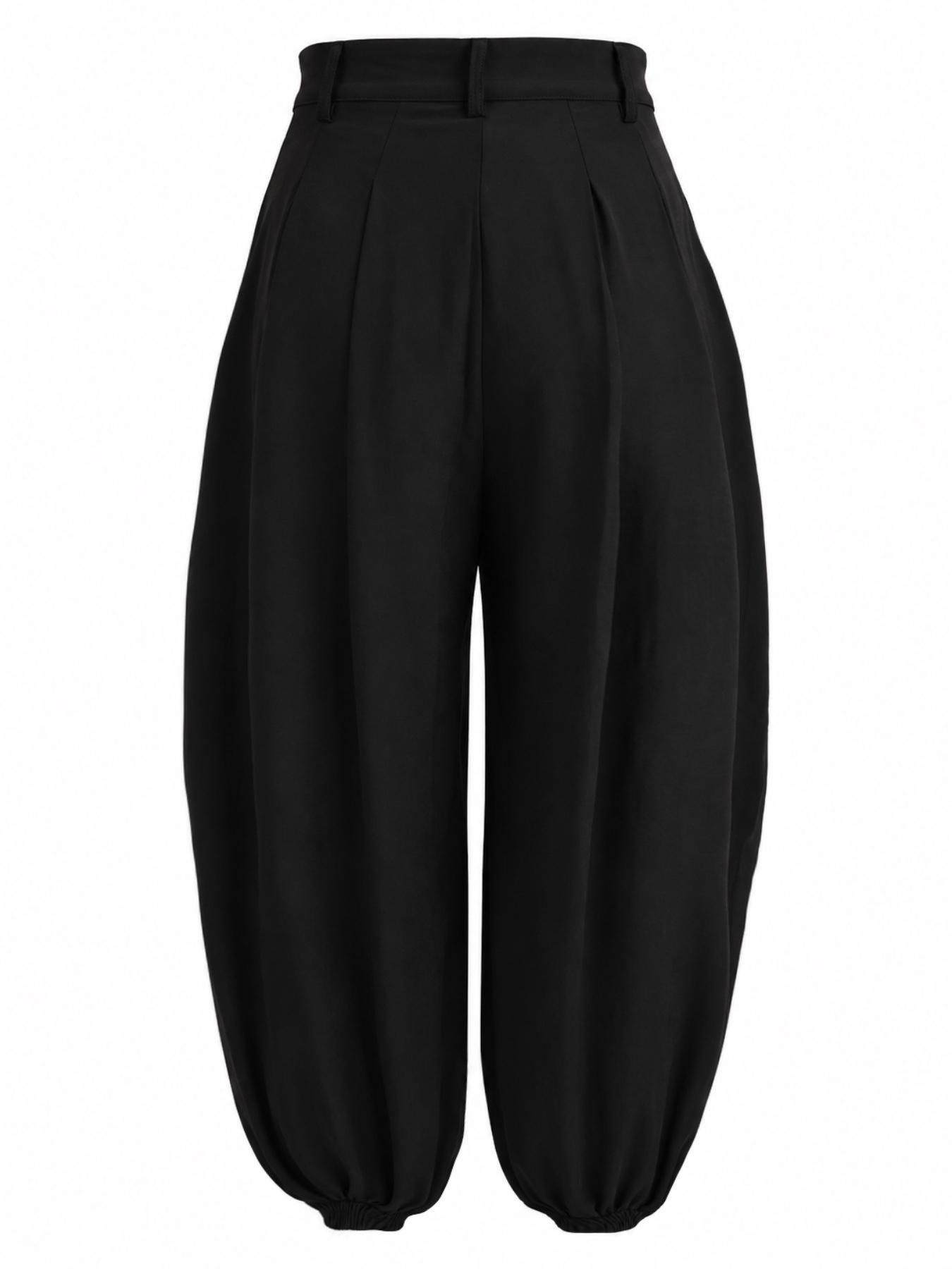 Women's Casual High Waist Wide Leg Pants, Plain Long Trousers with Pockets, Elastic Waist for All Seasons, Fashionable and Comfortable