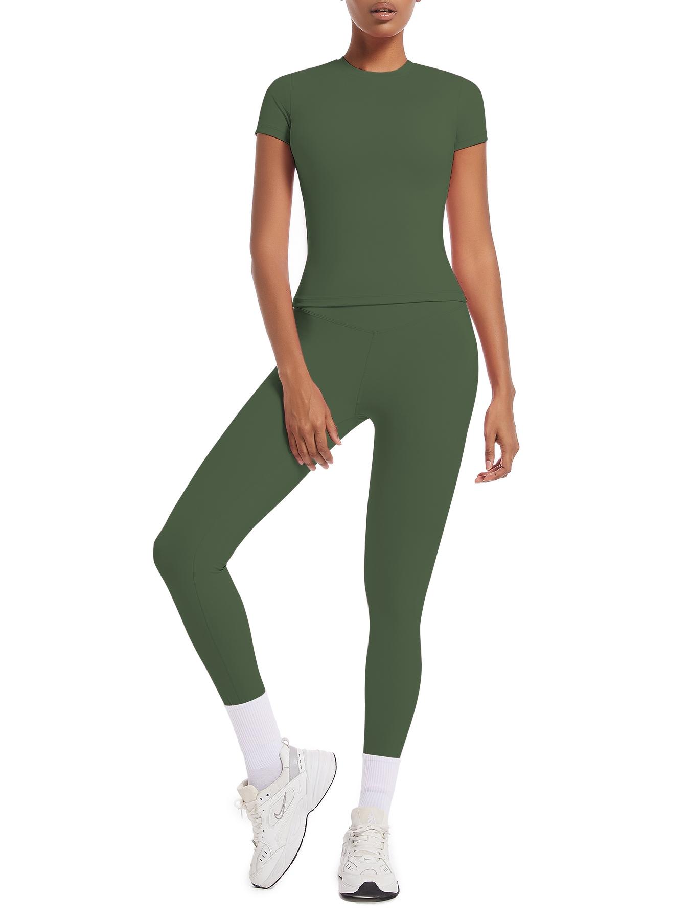 Sporty Two-Piece Set Women's Tee & High Waist Leggings Sportswear Set, Tracksuit Set for Yoga Gym Workout Running, Ladies Sportswear for All Seasons, Athletic Activewear Tracksuits