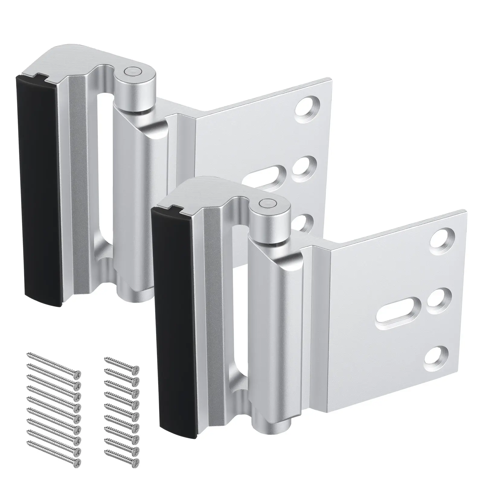 Door Reinforcement Lock, 2 Pack Home Security Door Lock, with 3 Inch Stop Withstand 800 lbs of Force, with 8 Screws, for Inward-Opening, Aluminum Alloy, Add Extra High Security to Your Home