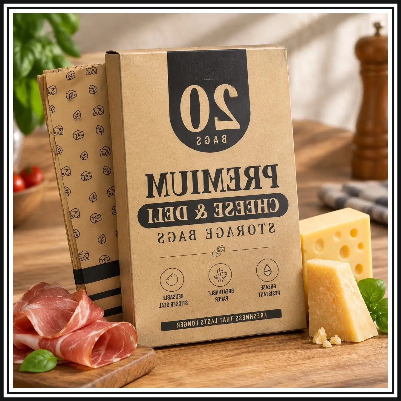 Cheese Storage Bags, 20 Breathable Wax Paper Sheets for Food and Deli, 6.25 x 11 inGift