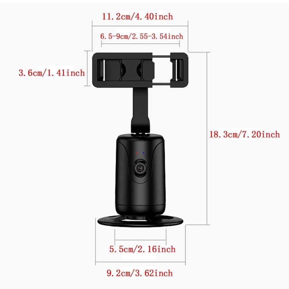 Compact 360° Auto Face Tracking Tripod & Selfie Stick - USB Rechargeable, Fast & Accurate for Vlogging, Live Streaming, Tracking Phone Holder Motion Sensing Phone Holder for Live Streaming, for All Mobile Phones