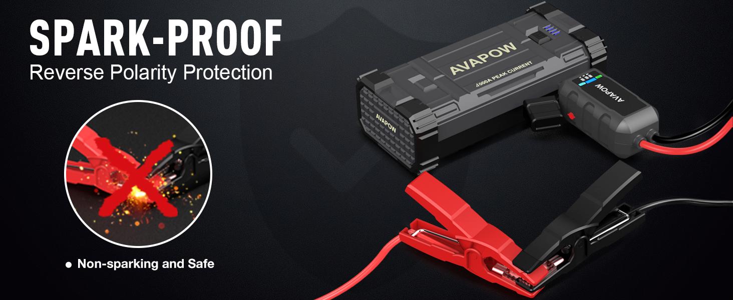 AVAPOW 4000A Car Jump Starter,Power Battery Jump Starter(for All Gas or Up to 10L Diesel), Portable Booster Power Pack,12V Auto Jump Box, LED Light,Auto
