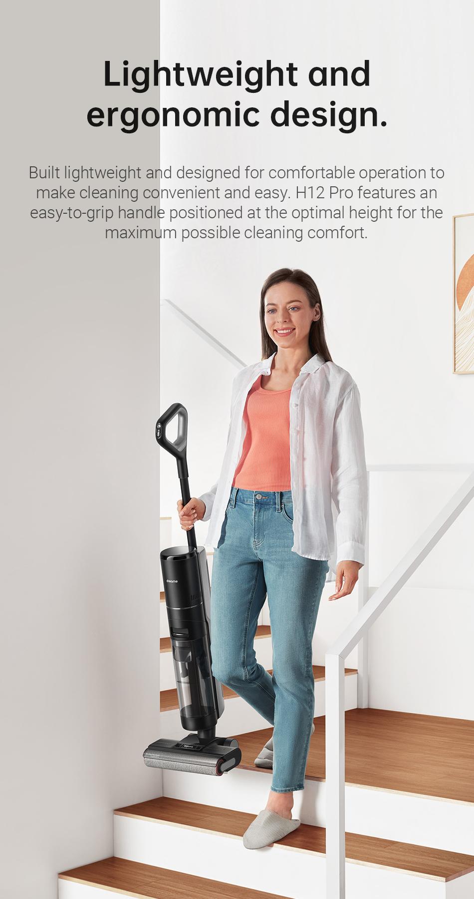 DREAME H12 Pro Select Vacuum Mop, Wet Dry Vacuum Cleaner, Smart Floor Cleaner Cordless Vacuum and Mop for Hard Floors, One-Step Edge to Edge Cleaning with Hot Air Drying Black