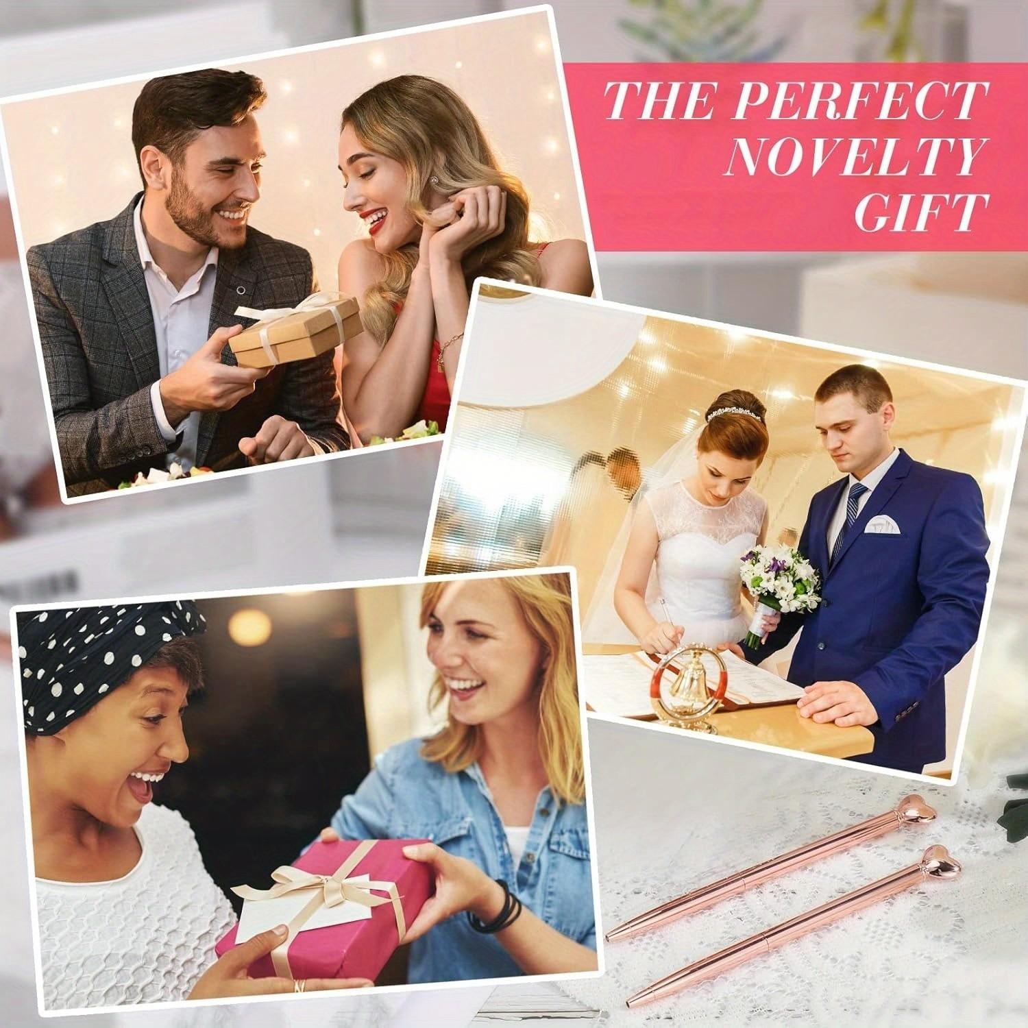 Heart-Shaped Retractable Metal Pen Set, Smooth Ink, Medium Tip, Comfortable Grip, Rotating Closure, Ideal for Office & Gifts