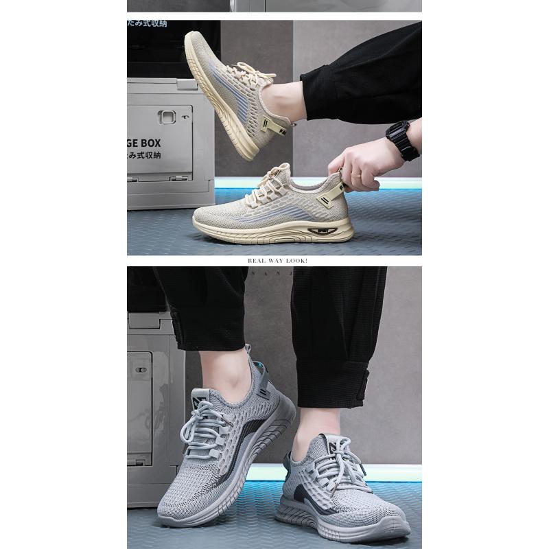 Men's Summer Thin Shoes 2026 New Versatile Mesh Running Shoes Breathable Sports Casual Flyknit Mesh Slip-On Shoes