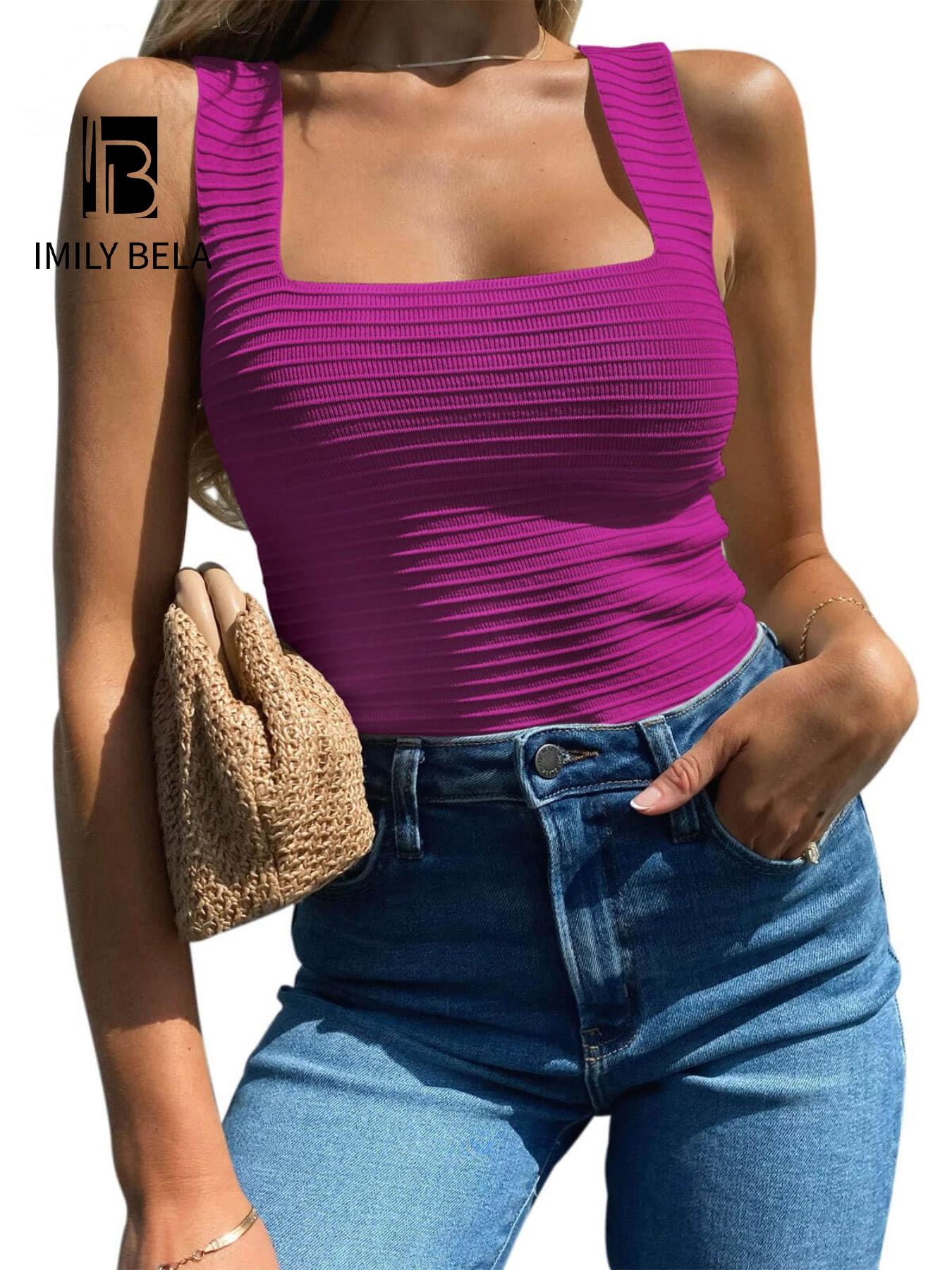 Women's Plain Ribbed Tank Top, Casual Sleeveless Top for Summer, Fashion Women's Top for Daily Wear, Going Out Tops, Elastic Basic Vest