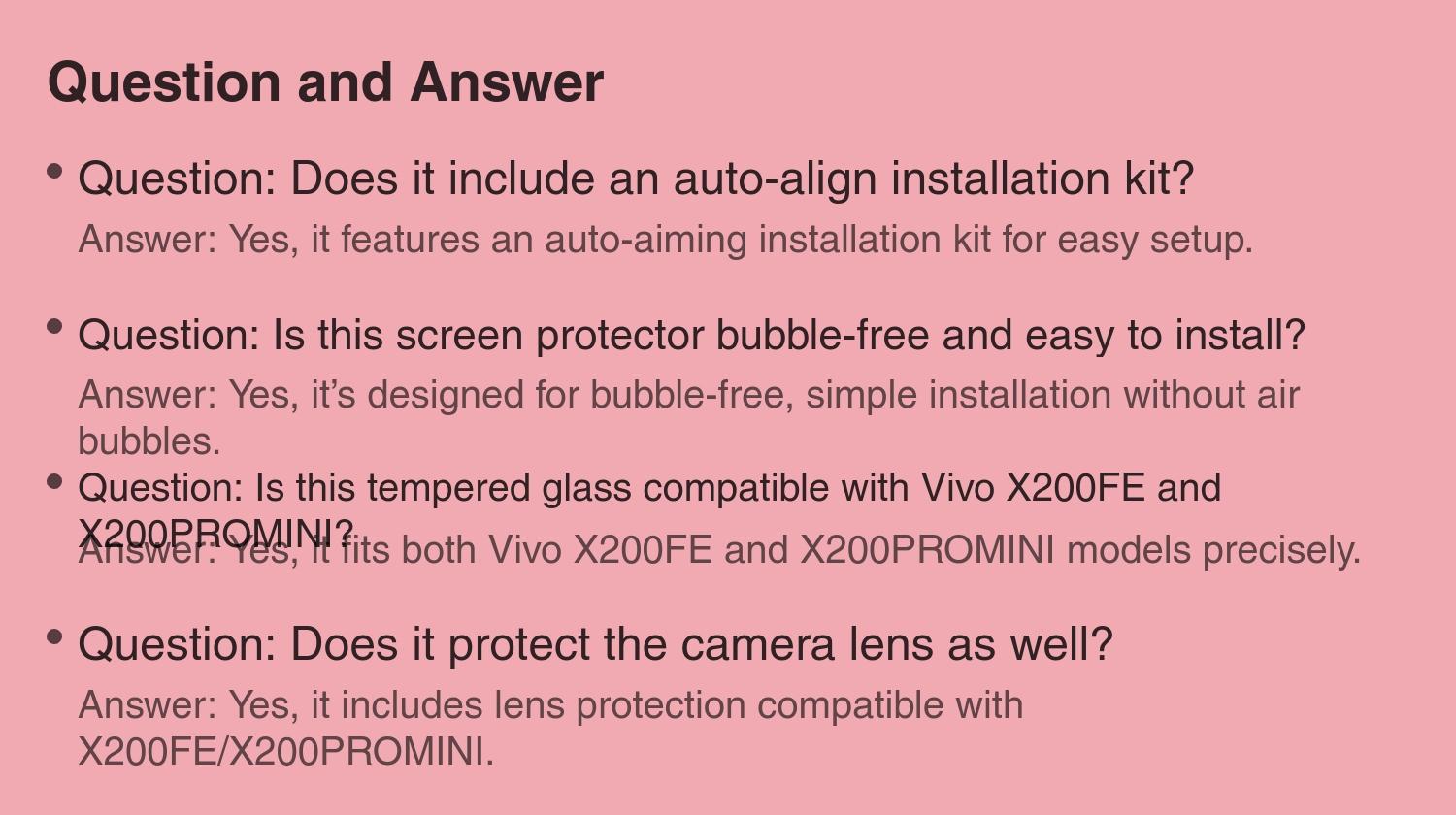 KAYKWONG'S 3-Piece Tempered Glass Screen Protector Set with Auto-Align Kit For Vivo X200fe/x200promini , Bubble-Free Installation, 9h Tempered Glass, HD Transparent, Touch-Sensitive, Lens Protection