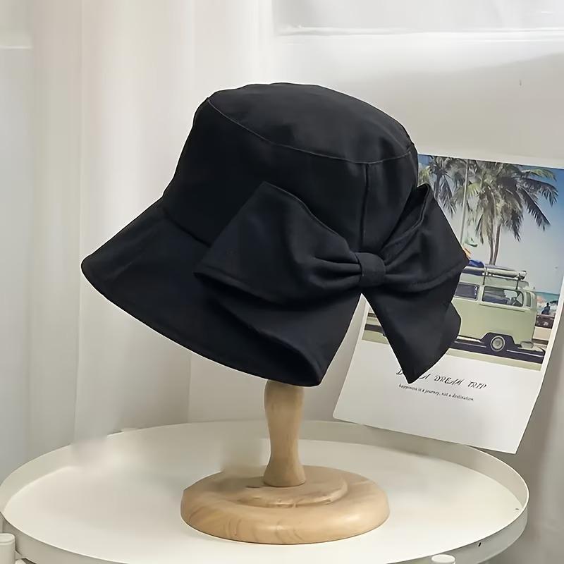 2Pcs Lightweight Breathable Bow Accent Bucket Hat | Casual Versatile Japanese Style Wide Brim Sun Hat, Foldable & Packable Trendy Spring Summer Headwear