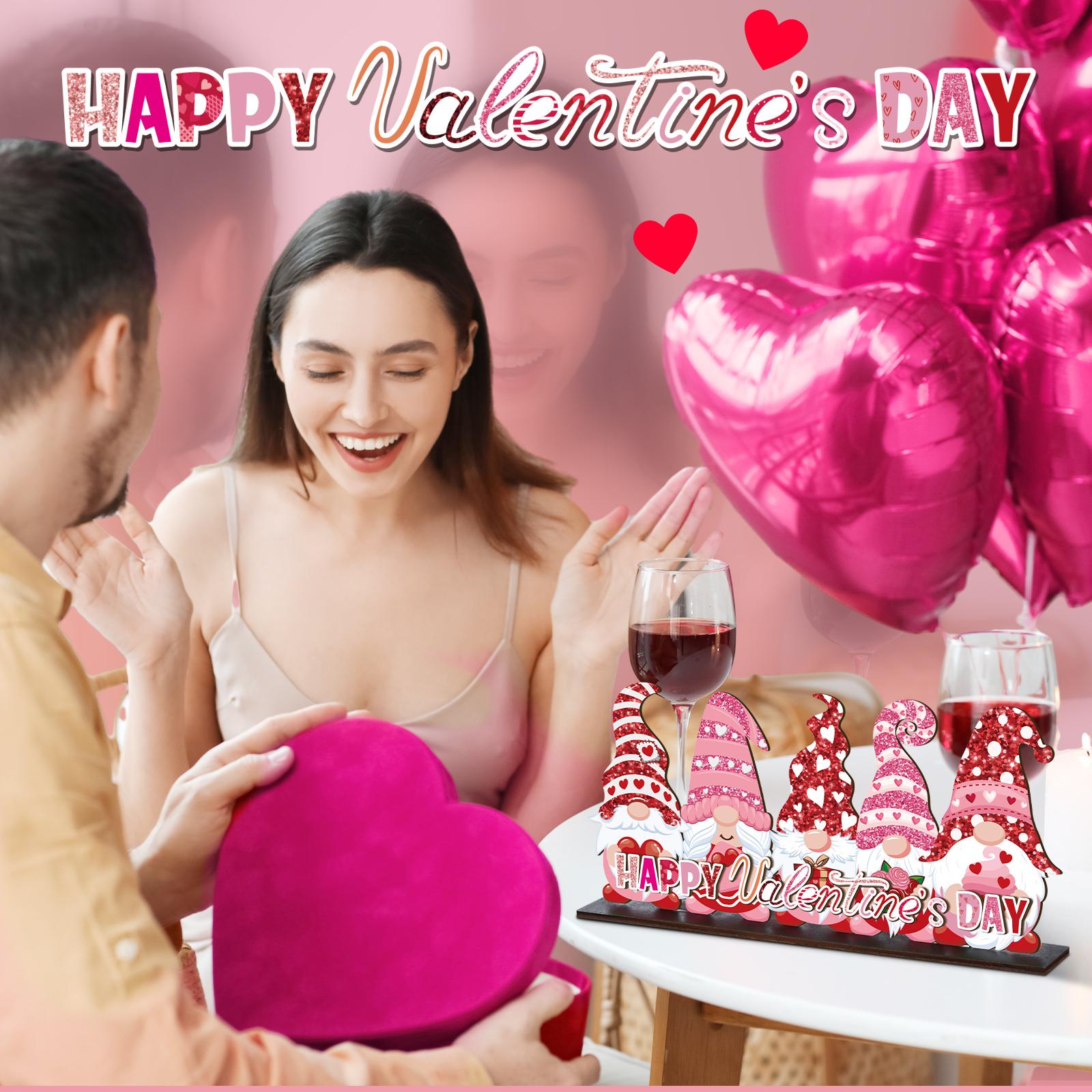 St. Patrick's Day & Valentine's Day Reversible Gnome Wood Signs, Double Sided Irish Theme Wooden Standing Blocks & Love Car Rose Truck Heart Decor, Table Centerpiece for Tiered Tray Farmhouse Kitchen, Ideal for Irish Families, Gnome Lovers & Couples Gift