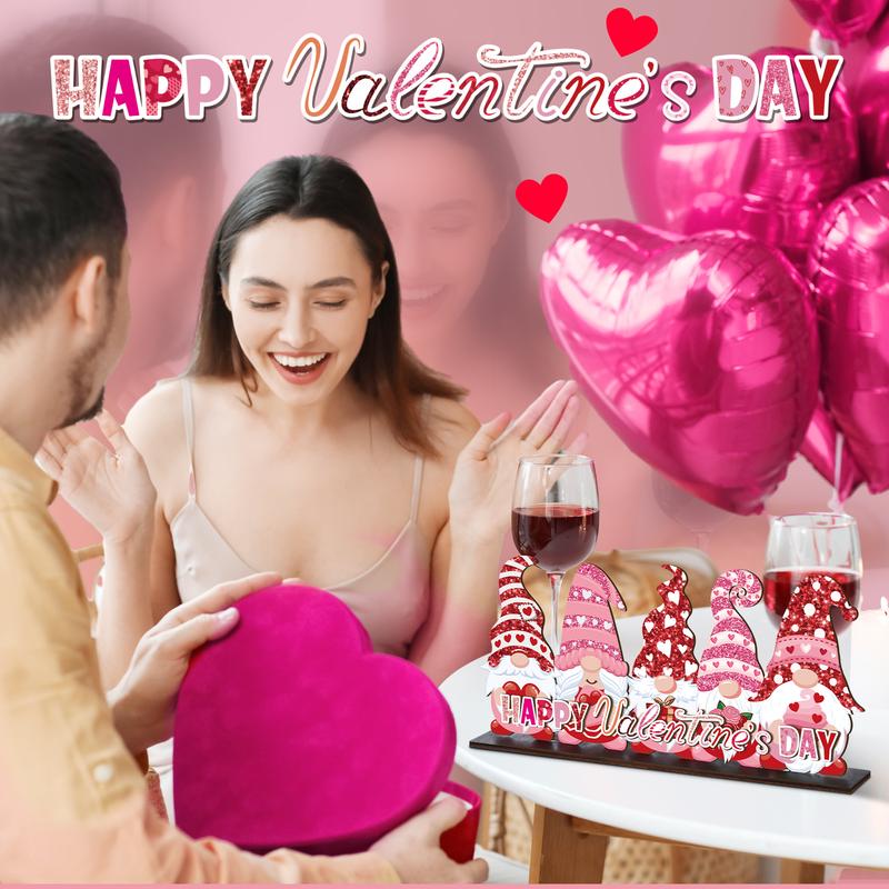 St. Patrick's Day & Valentine's Day Reversible Gnome Wood Signs, Double Sided Irish Theme Wooden Standing Blocks & Love Car Rose Truck Heart Decor, Table Centerpiece for Tiered Tray Farmhouse Kitchen, Ideal for Irish Families, Gnome Lovers & Couples Gift