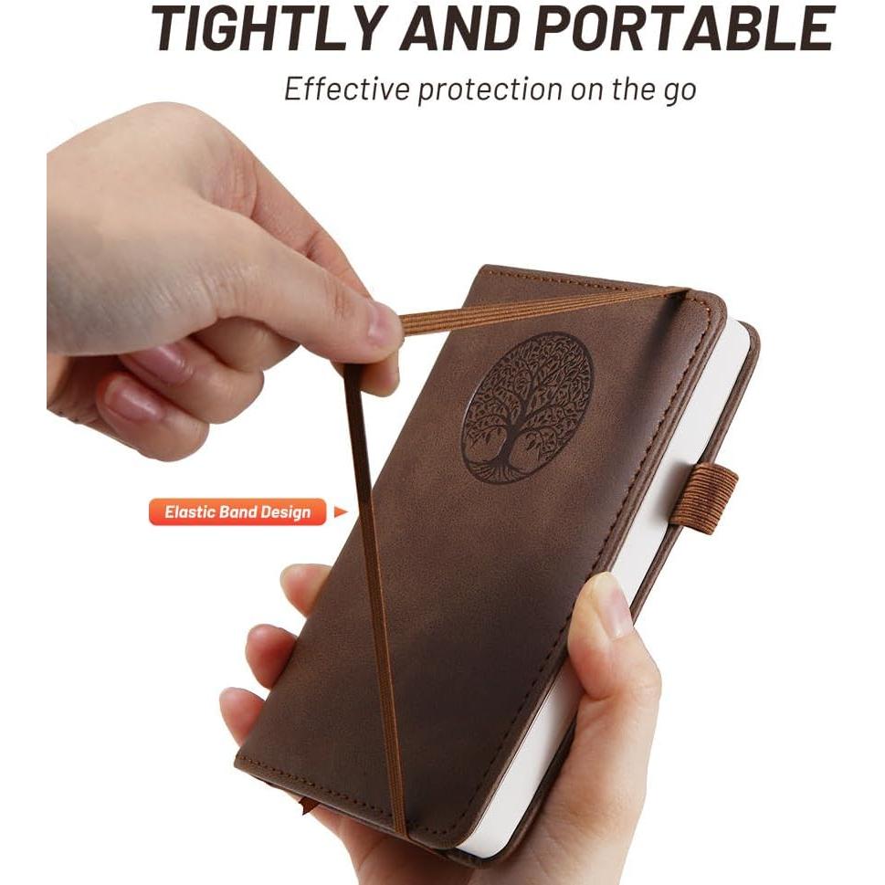 Small Pocket Notebook, Leather Journal Mini (Brown)