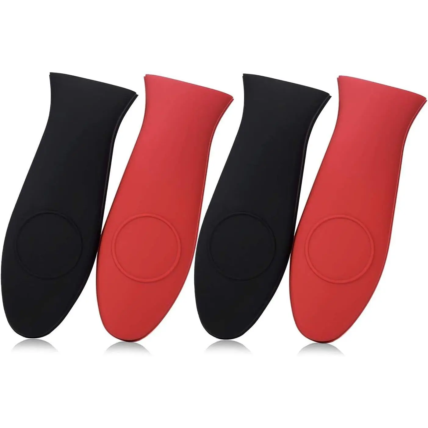 4 Packs  Hot Handle Holder Kitchen Heat Resistant Fry Pan Milk Pot Sleeve Grip Handle Cover Potholder for Cast Iron Skillets Griddles Metal &  Cookware – Black & Red