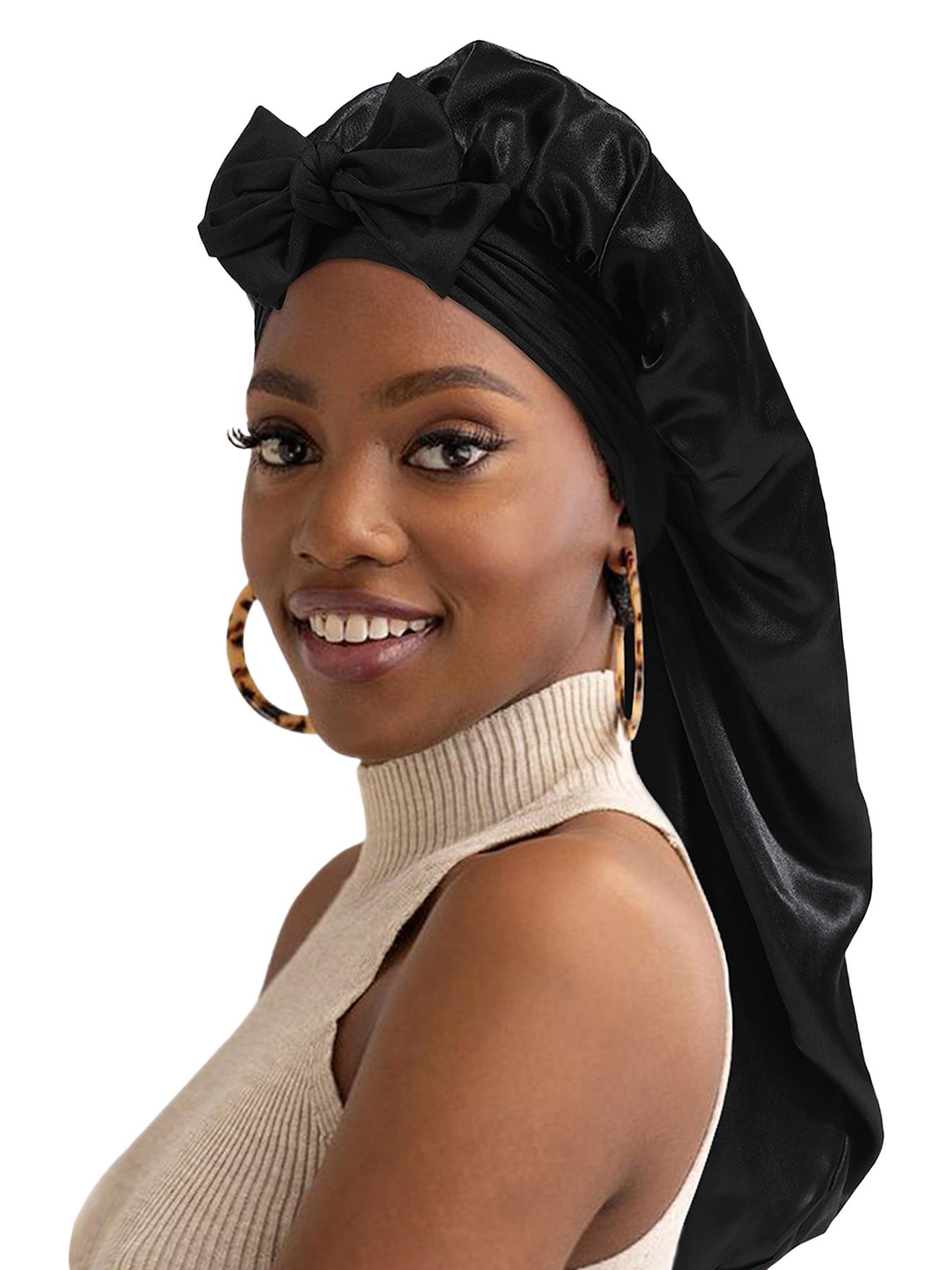 Women's Long Adjustable Hair Bonnet Satin Sleep Cap, Casual Fitted Hair Protection Hat, Suitable for Long Curly Hair, All Seasons Wear