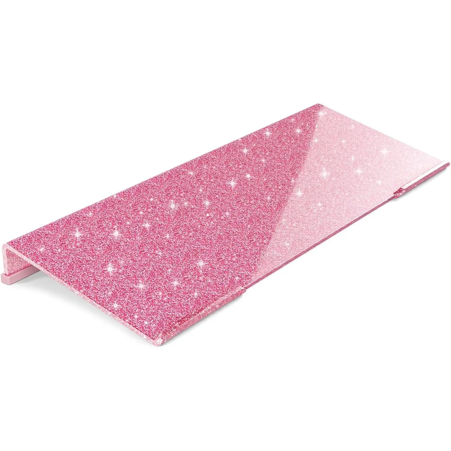 Ergonomic Computer Keyboard Stand - 17 Inch Glitter Pink Acrylic Keyboard Riser for Desk Tilted Keyboard Holder Tray with Non-Slip Strip for Home Office Easy Typing & Working