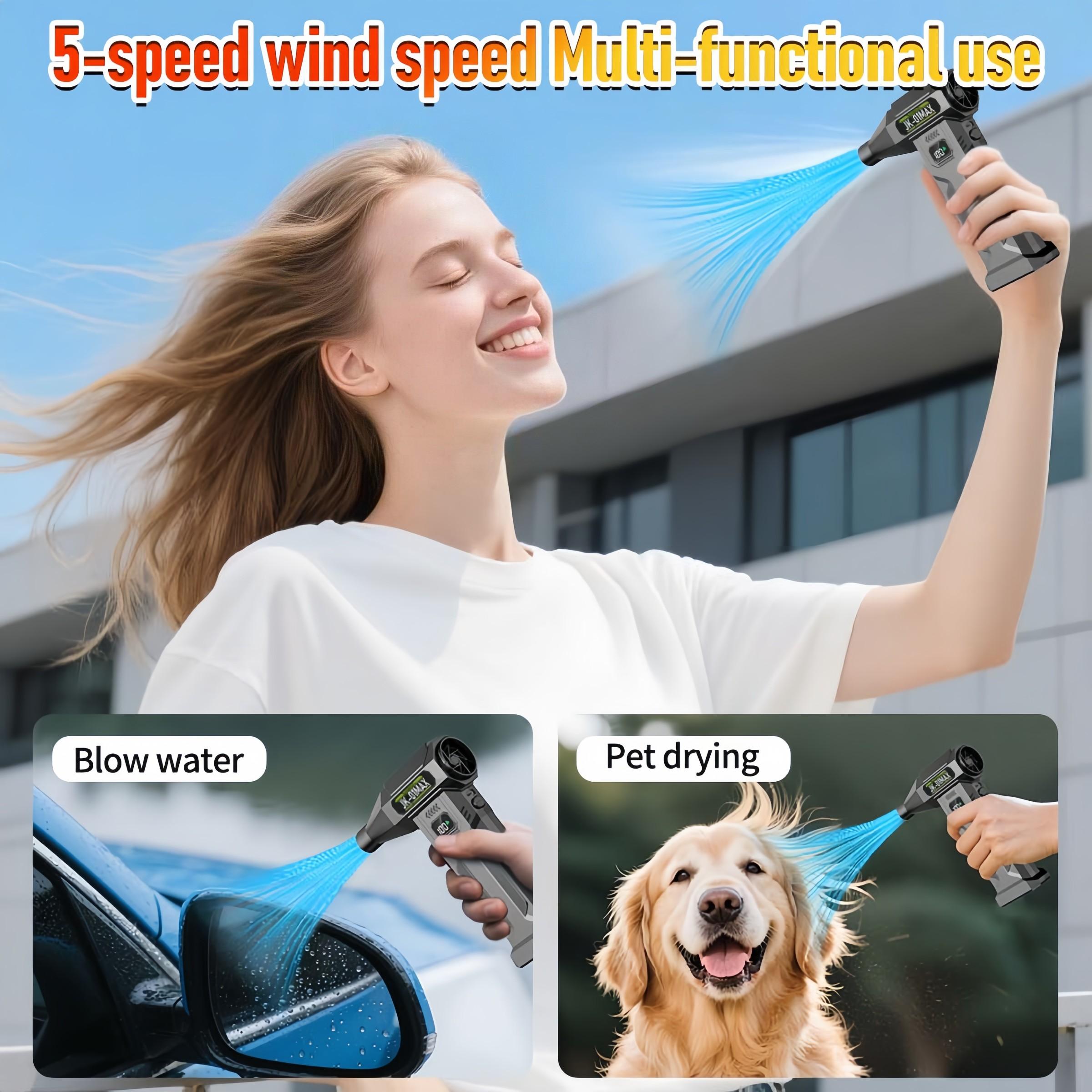 Portable Turbine Jet Blower，9000000RPH High-Power Snow Blower/Snow Remover,6000mAh battery pack，USB-C Fast Charging, 5 wind speed modes. Suitable for Dust Removal (cars/computers), Snow Pile Clearing, and Leaf Blowing.Cleaning tools