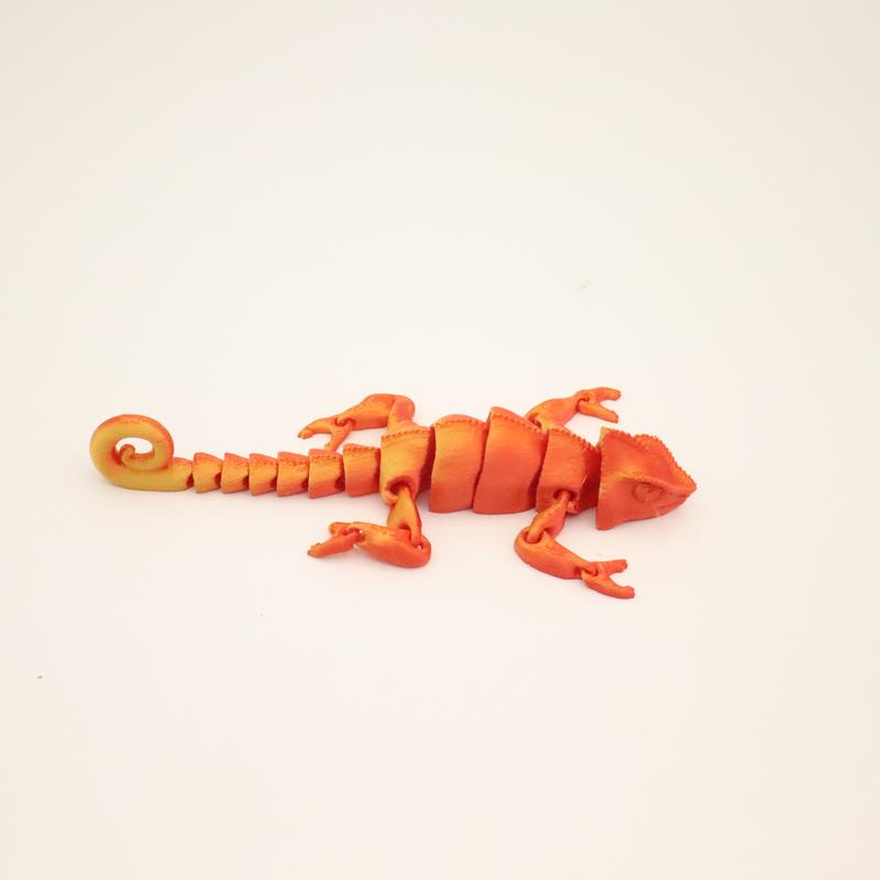 3D Printed Chameleon Figurine with Realistic Eyes, Moving Joints, Articulated Fidget Figurines, Home Decor, Christmas Gift, Birthday Present, Animal Statue