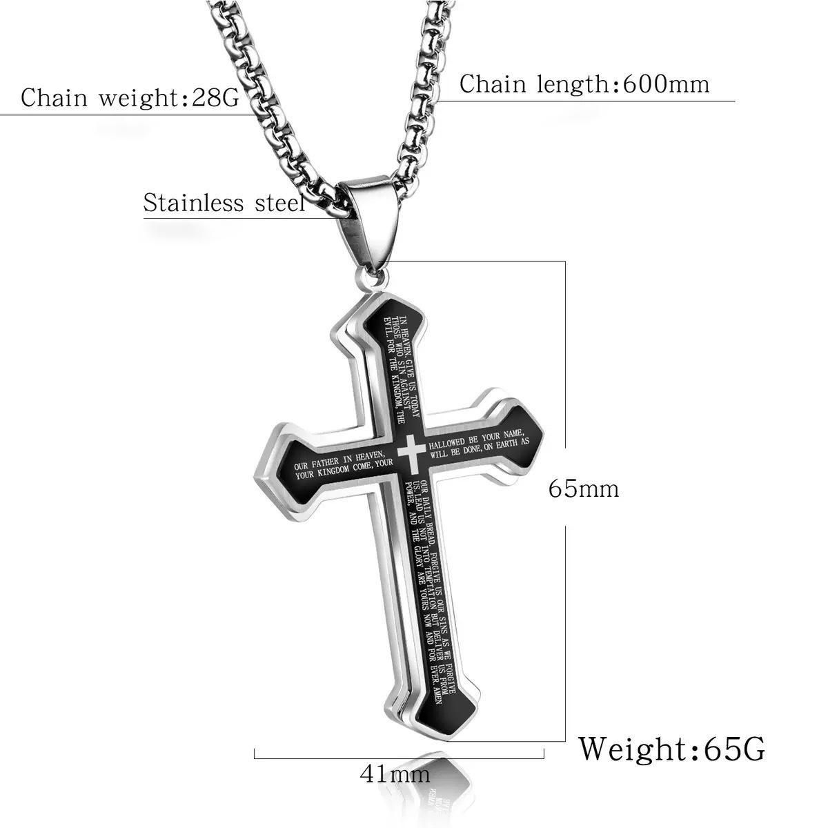 Men's Stainless Steel Cross Pendant - Bible Verse Custom Engraved Jewelry, Rust-Proof Non-Tarnish Pendant Design, Religious Accessory for Casual Wear, Versatile Gift for Religion Enthusiasts, Faith Jewelry, Jewellery Pendant