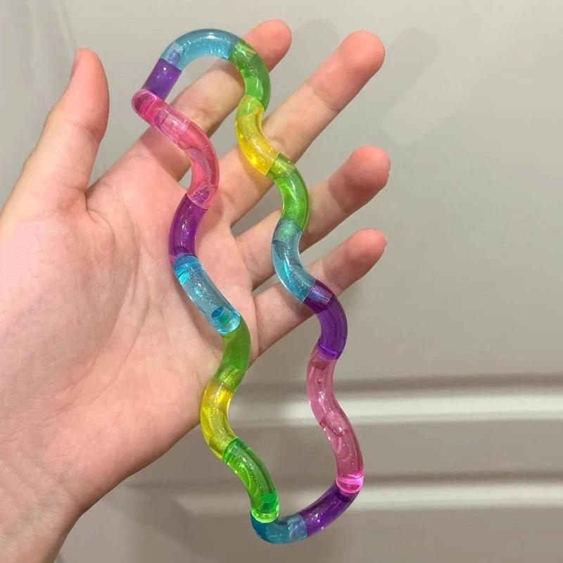 Deformable Rope Fidget Toy Deformation Rope Knot Pressure Stress Relief Toys Rrainbow Color Anti Stress Deformable Rope Best Toy