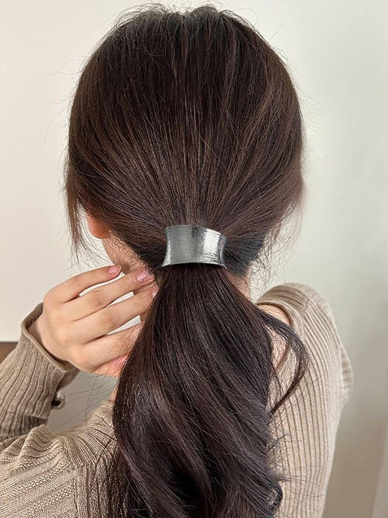 2pcs Metal Geometric Hairbands, High-End Versatile Ponytail Holders, Perfect for Daily Use and Parties, Stylish Hair Accessories