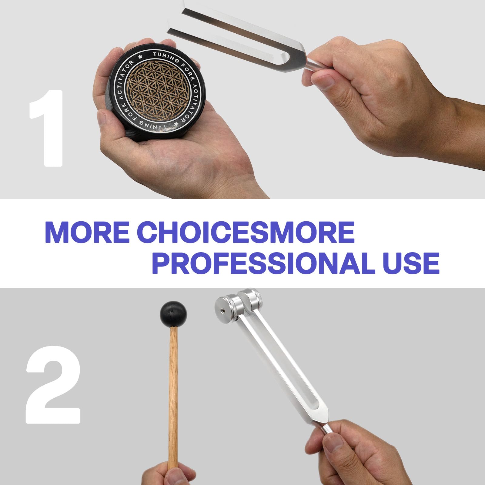Tuning Fork Set – 128hz 432hz 512hz 528hz, Weighted and Unweighted Frequency Tools, Yoga, Meditation, Chakra, Gift Idea