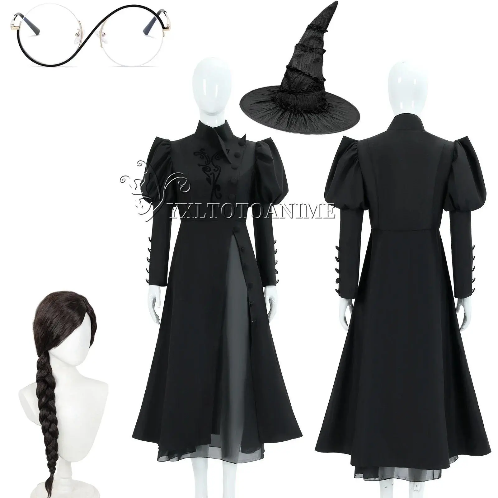 Wicked Elphaba Cosplay costume wig Eyeglasses Adult Headwear Halloween Carnival ring Costume Accessories Prop